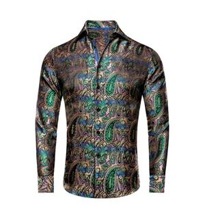 Men's Paisley Satin Shirt 3XL Mod Retro Party Wedding Disco Dancing